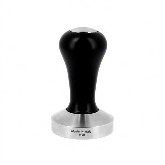 Tamper 58 mm – Sort Lakeret Bøgetræ – Ergonomisk Håndtag